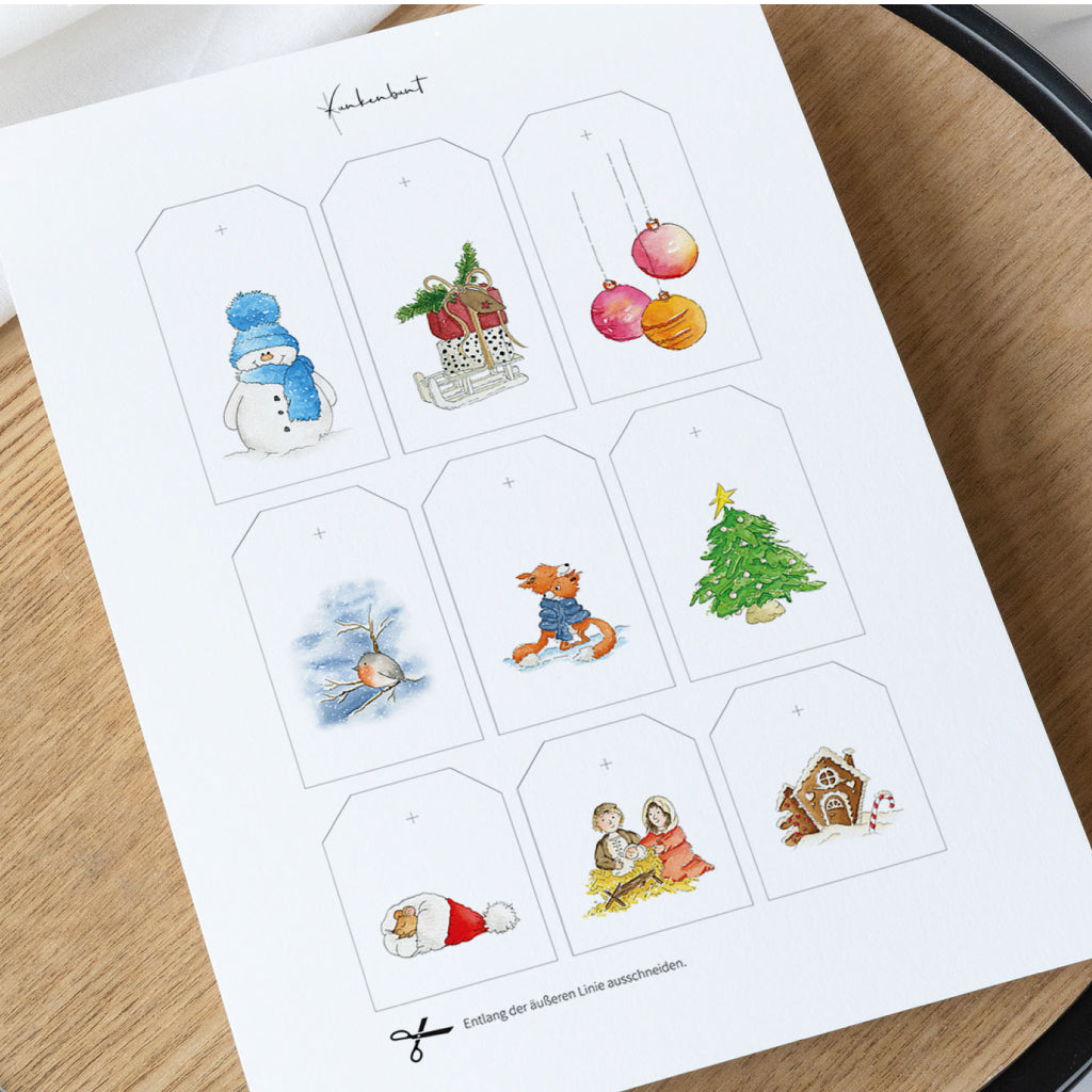 Printable PDF Datei mit Geschenkanhängern