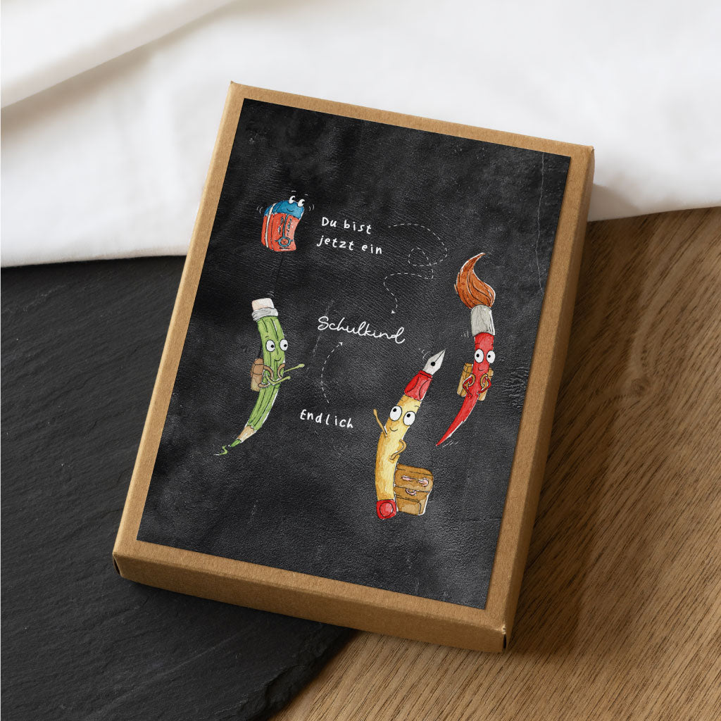 Geschenkbox zur Einschulung mit Tafel Motiv