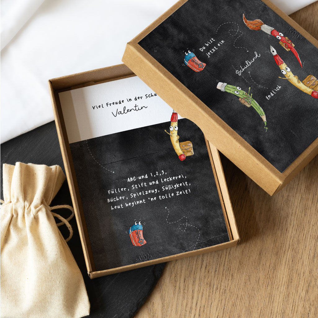 Personalisierbare Geschenkschachtel für Schulkinder