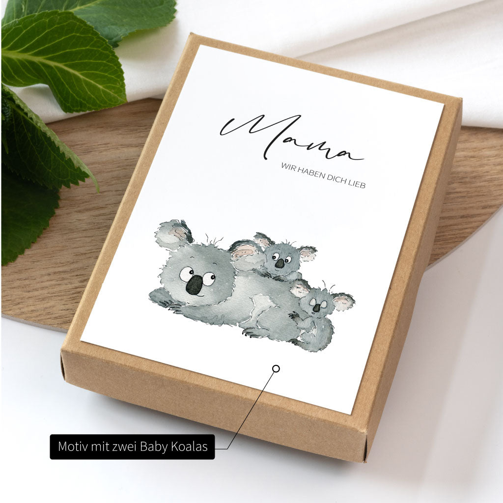 Aufdruck außen "Mama, wir haben dich lieb"