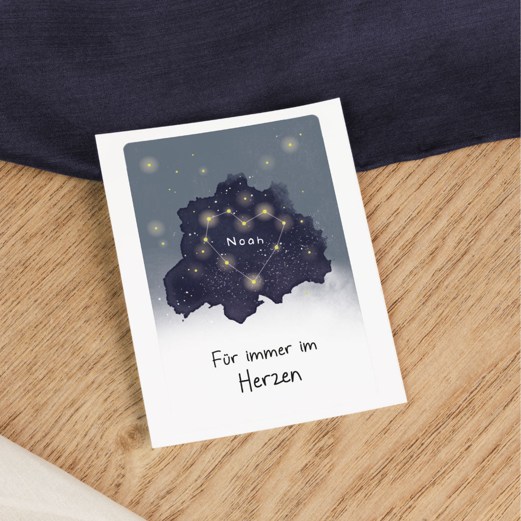Personalisierbarer Sticker für Grabkerzen mit Sternenhimmel