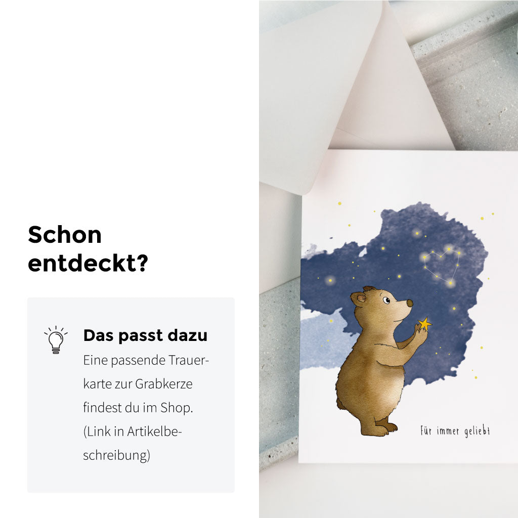 Passend zur Grabkerze gibt es eine Trauerkarte mit dem selbem Motiv