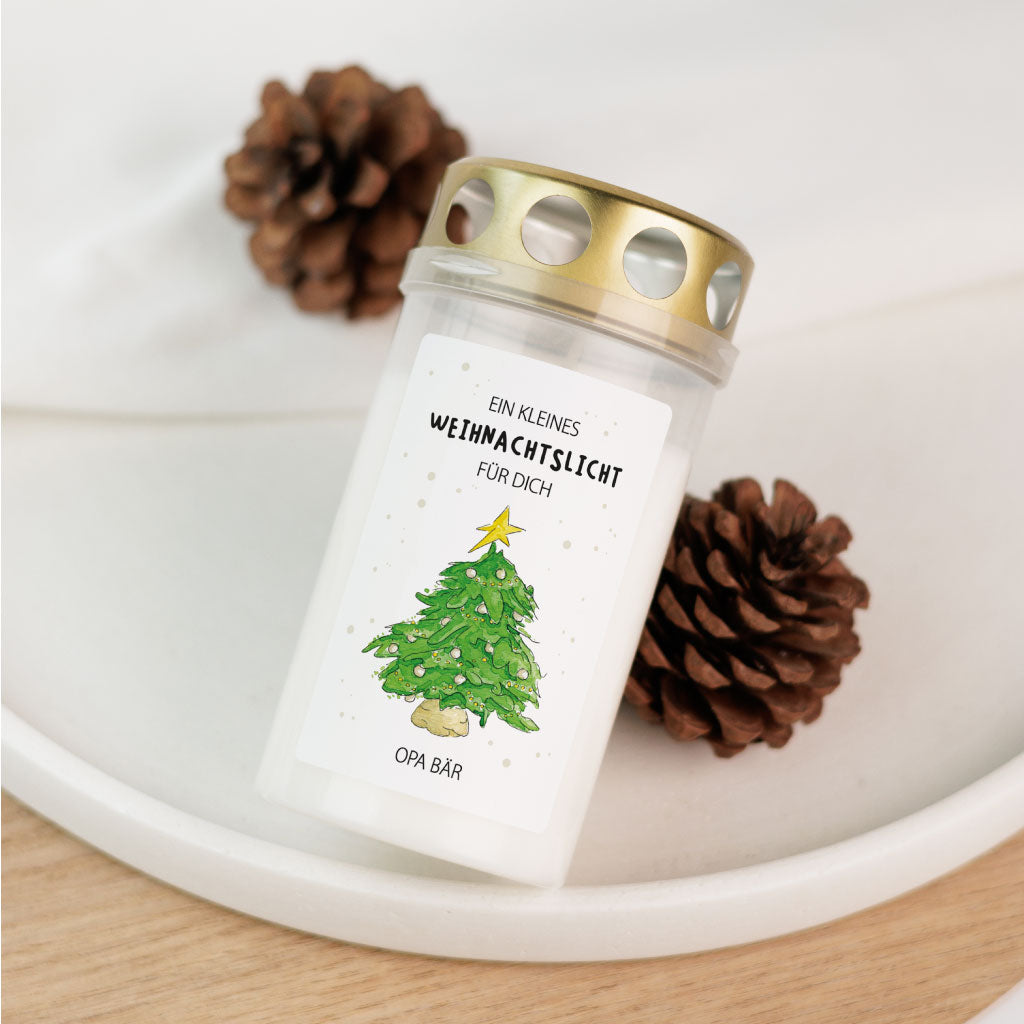 Spruch: Ein kleines Weihnachtslicht für dich und auf Wunsch ein individueller Name