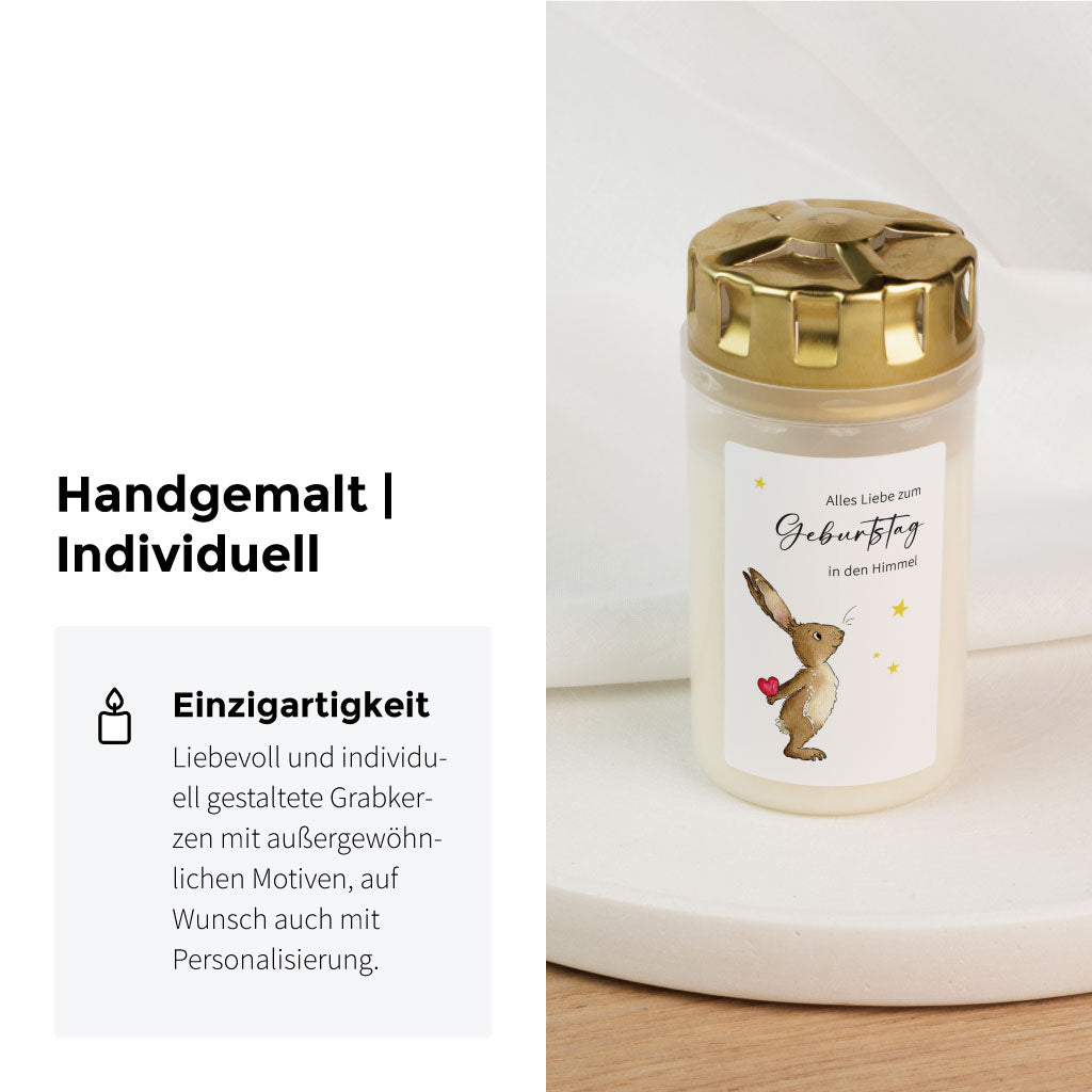 Handgemaltes Motiv mit Hase und Herz