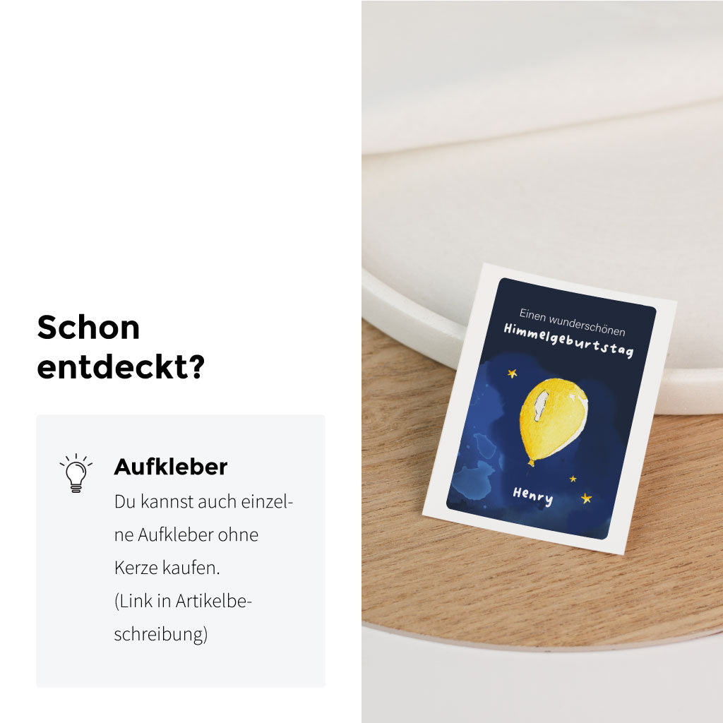 Es gibt auch einzelne Aufkleber zum selbst auf eine Kerze kleben
