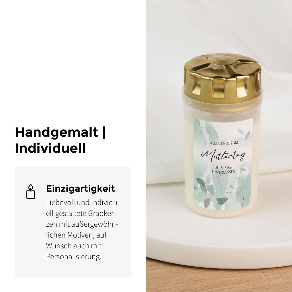 Handgemaltes Aquarell Motiv mit grünen abstrakten Blättern Eukalyptus