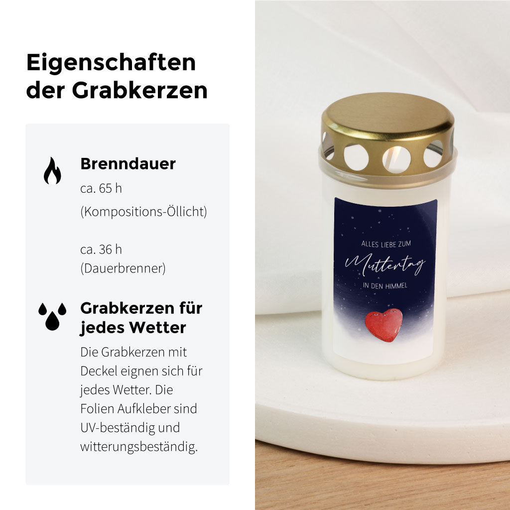 Eigenschaften der Funkenbunt Grabkerzen: Brenndauer und Wetterfestigkeit