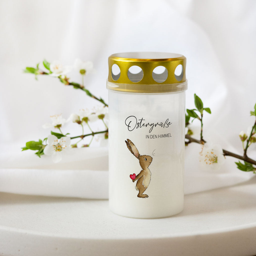 Grabkerze für Ostern mit Osterhase
