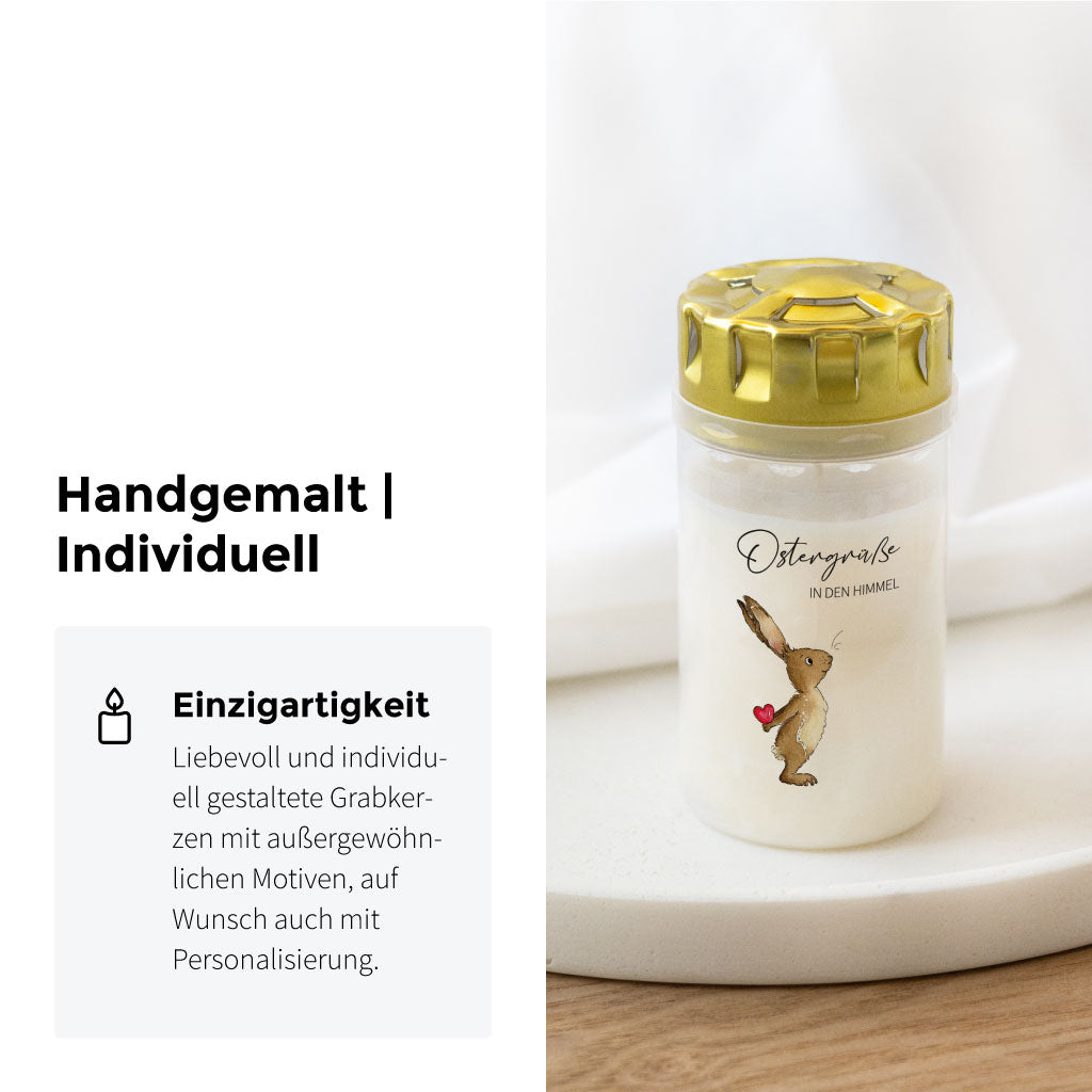 Handgemaltes Aquarell Motiv mit Hase und Herz