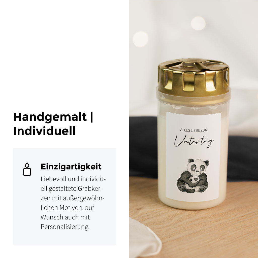 Handgemaltes Aquarell Motiv mit Pandabär Mama und Baby
