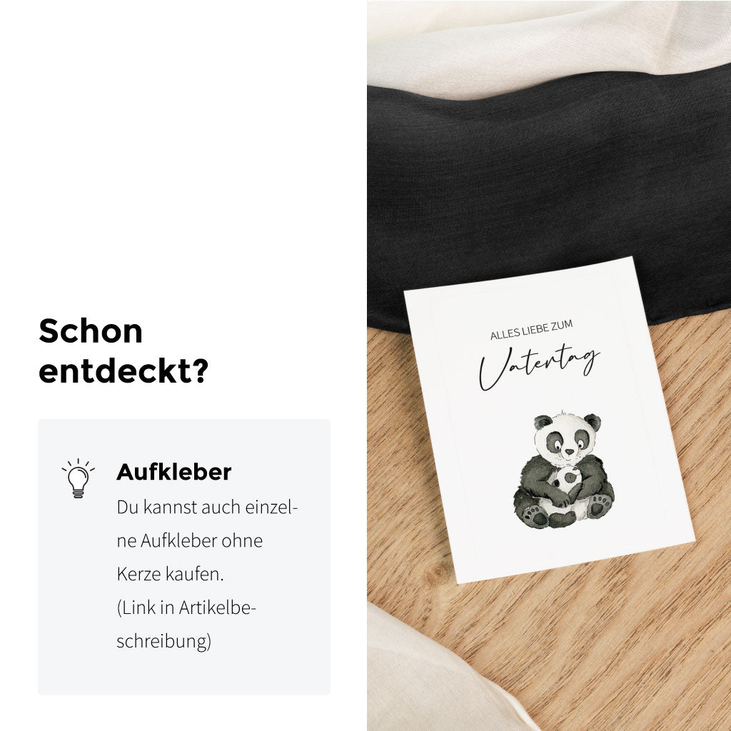Die Aufkleber gibt es auch einzeln zum selbst auf eine Kerze aufkleben
