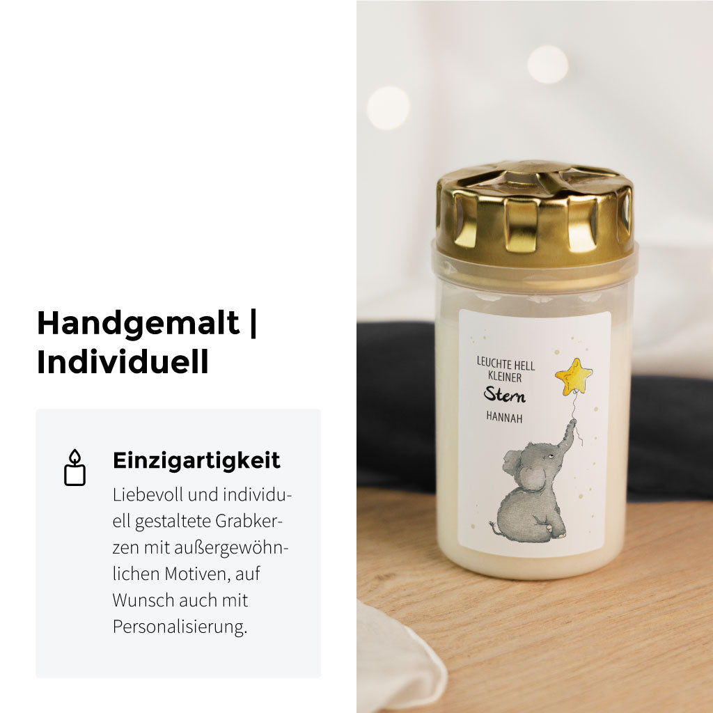 Handgemaltes Aquarell Motiv mit kleinem Elefant und Luftballon