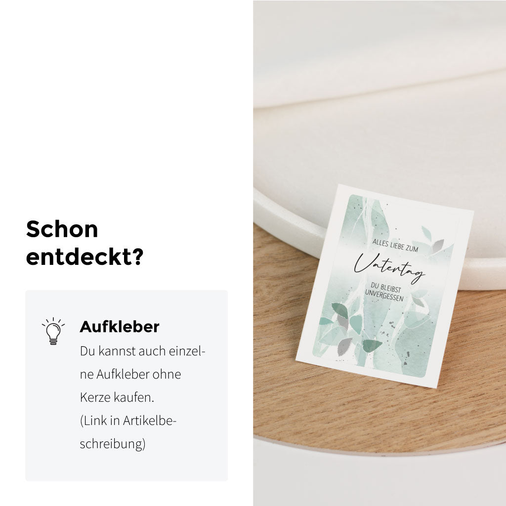 Die Aufkleber gibt es auch einzeln zum selbst auf eine Kerze aufkleben
