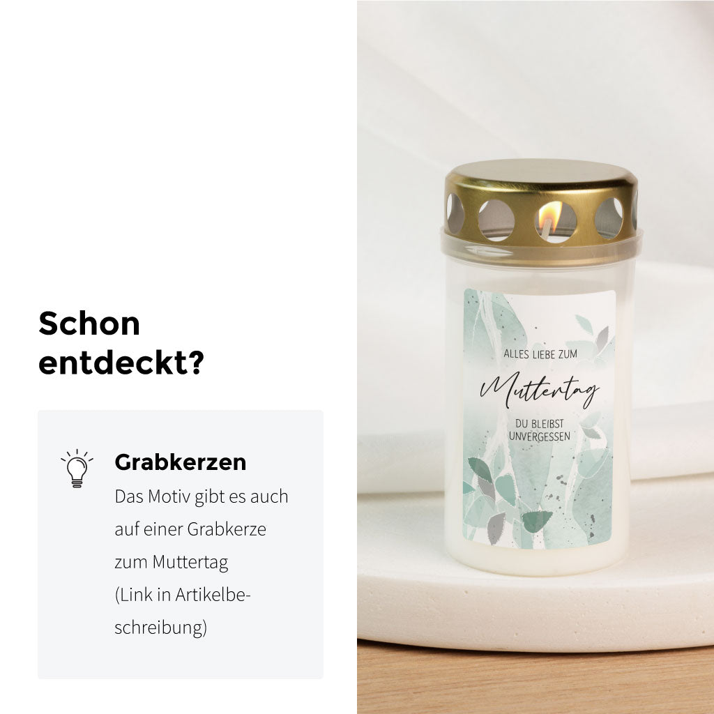 Das Motiv gibt es auch auf einer Grabkerze zum Muttertag