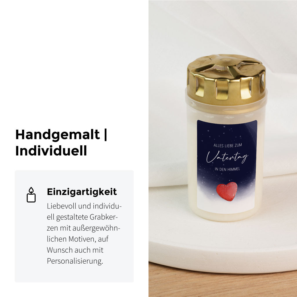 Handgemaltes Aquarell Motiv mit Sternenhimmel und rotem Herz