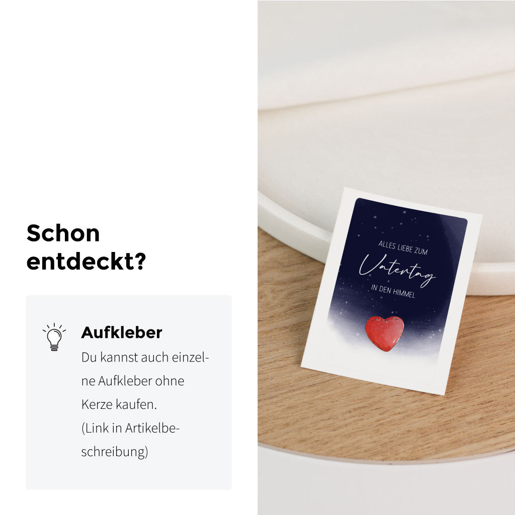 Die Aufkleber gibt es auch einzeln zum selbst auf eine Kerze aufkleben