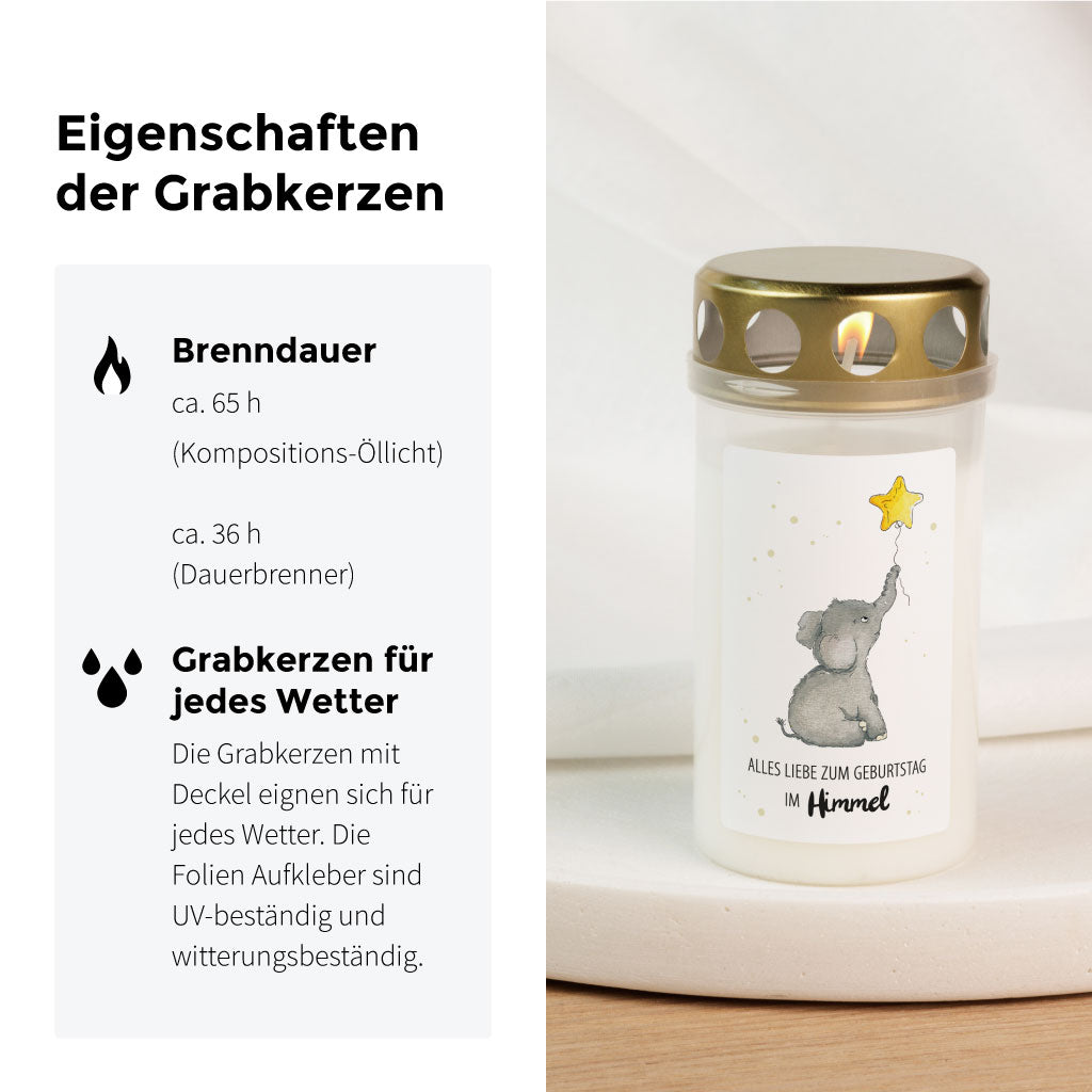 Brenndauer und Eigenschaften der Grablichter