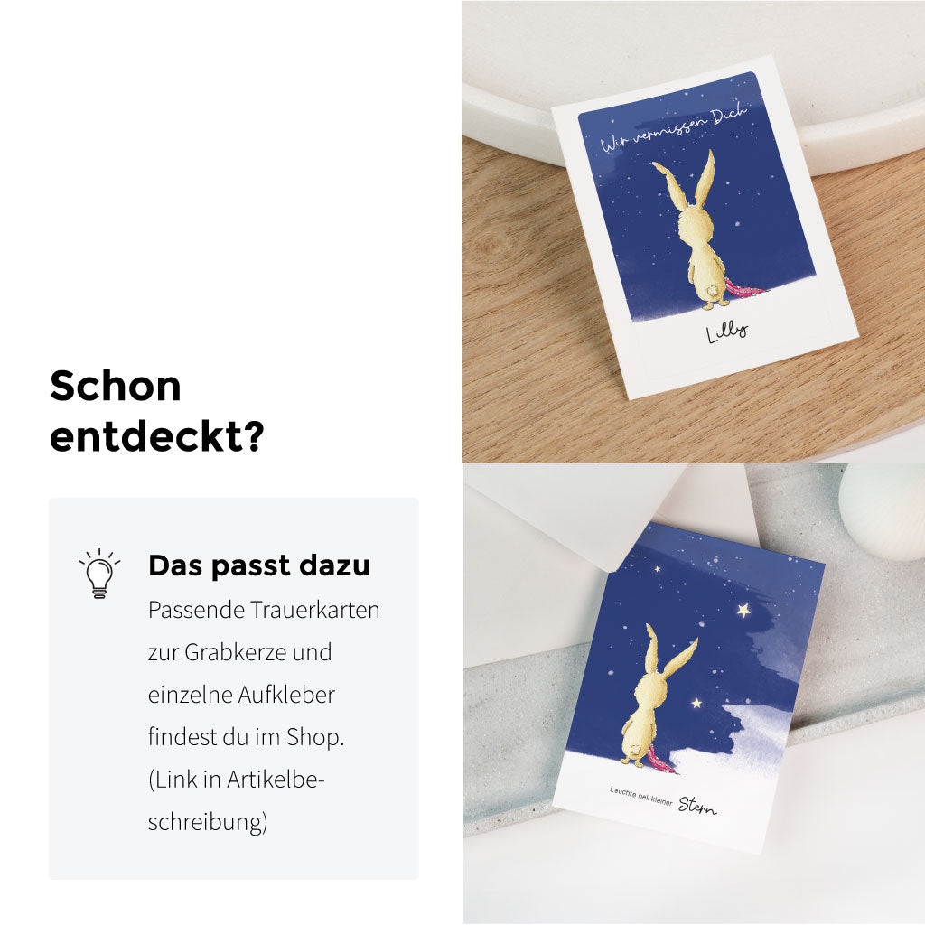 Es sind auch einzelne Aufkleber erhältlich und mit dem Motiv gibt es auch eine Trauerkarte
