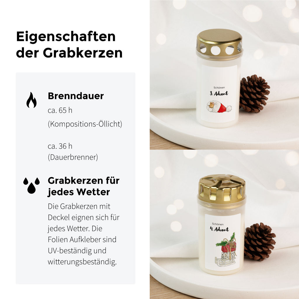Eigenschaften der Funkenbunt Grabkerzen: Brenndauer und Wetterfestigkeit