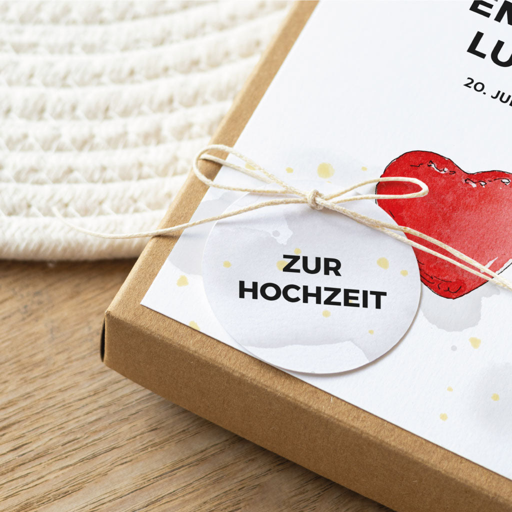Detail Foto des Anhängers außen am Hochzeitsgeschenk