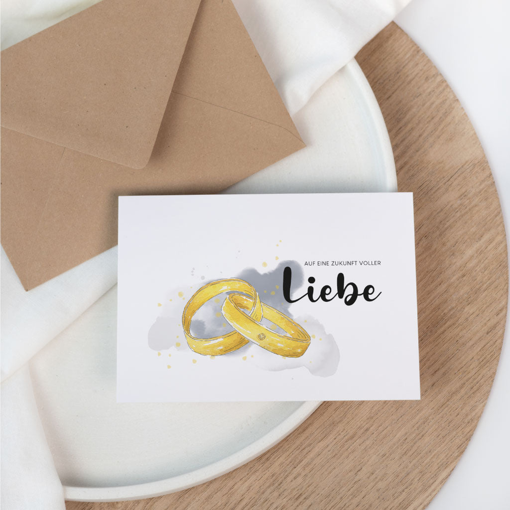 Ringe vor Aquarell Klecksen und Sprenkeln in Grau und Rauchblau