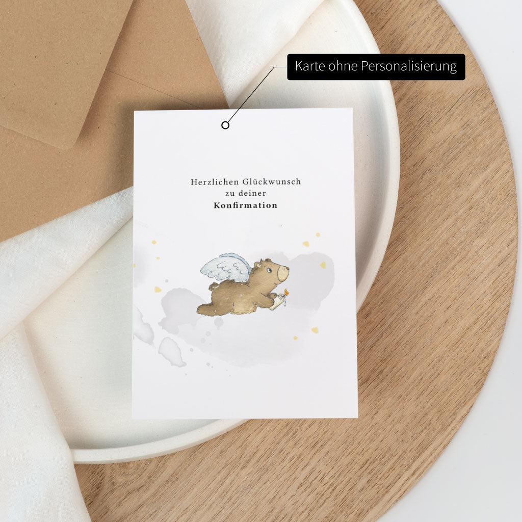 Glückwunschkarte zur Konfirmation ohne Personalisierung mit handgemaltem Motiv, passend als Geschenkbeilage