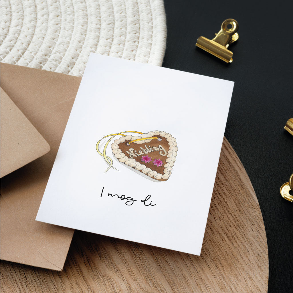 Postkarte Ich liebe Dich mit Lebkuchenherz