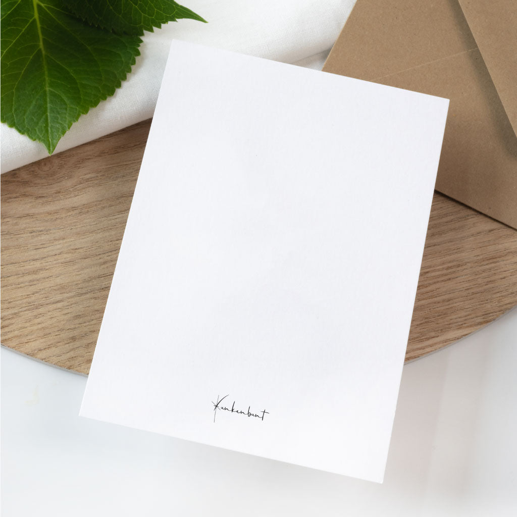 Rückseite der Karte mit kleinem Logodruck