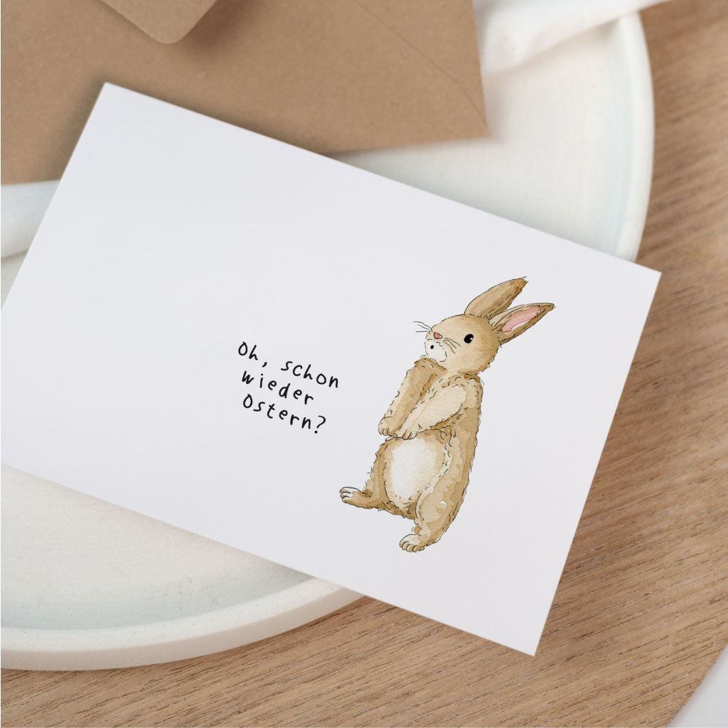 Motiv mit erstauntem Aquarell Osterhase