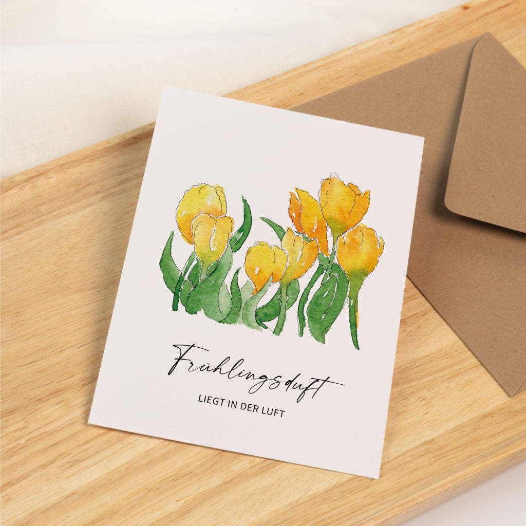 Grußkarte Ostern und Frühling als Dekoration