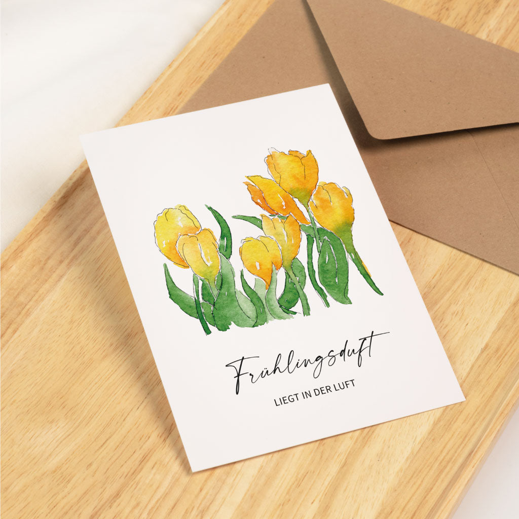 Postkarte zum Osterfest mit Kuvert aus Kraftkarton