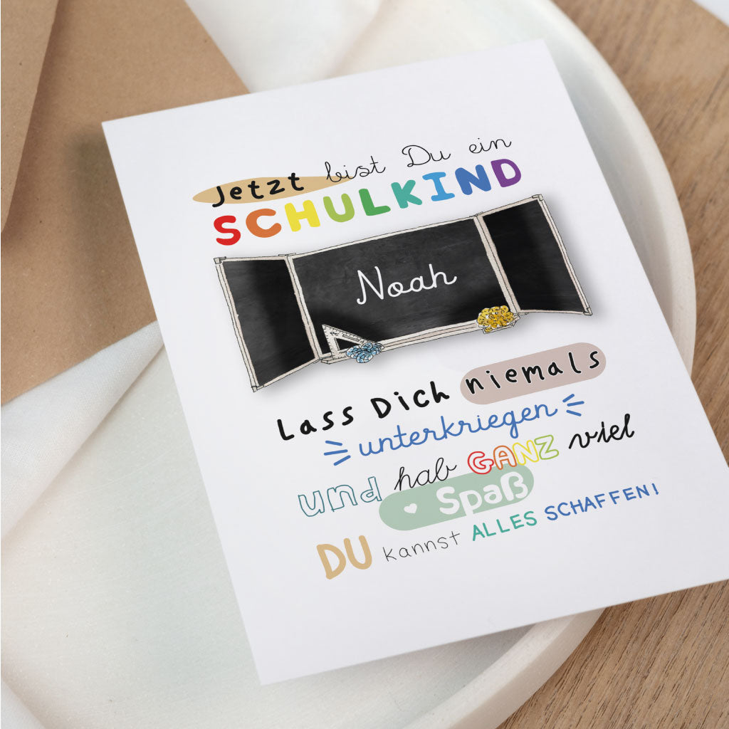 Personalisierte Glückwunschkarte zum Schulanfang