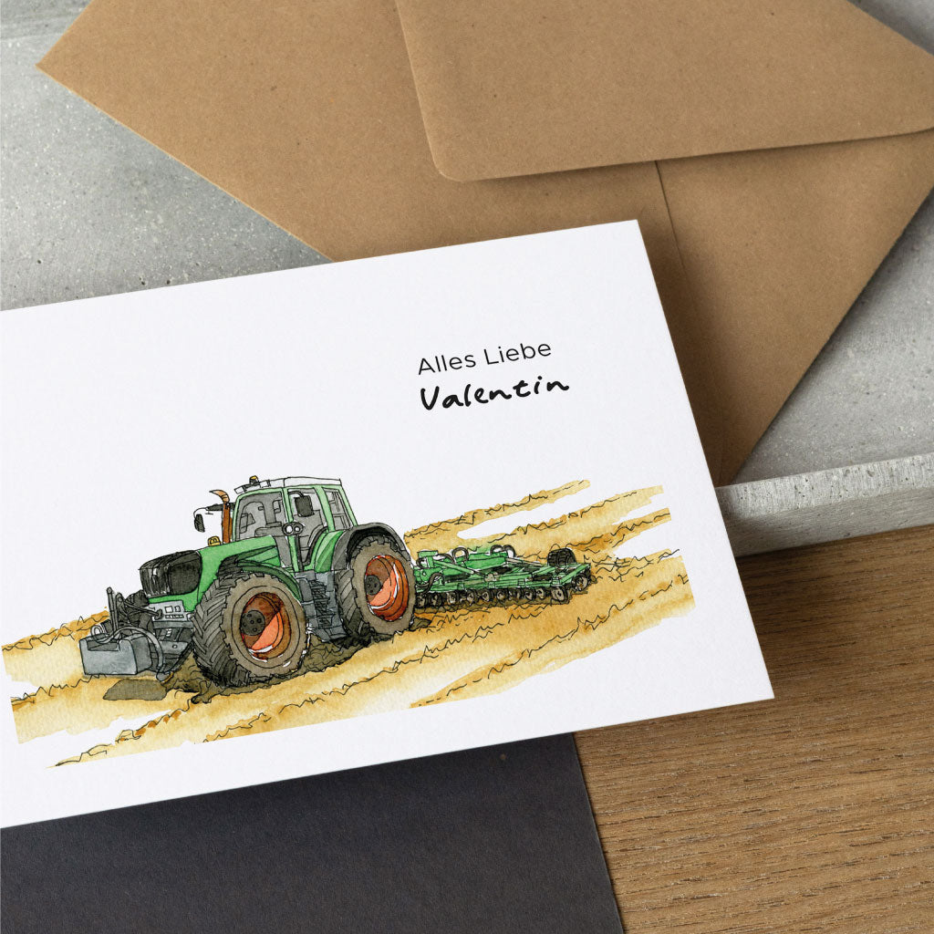 Detail des Aquarell Motiv und Kuvert aus Kraftpapier
