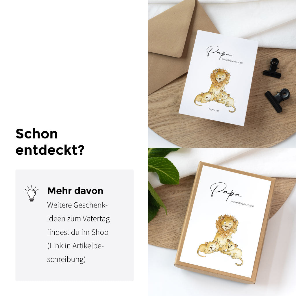 Im Shop gibt es weitere Geschenkideen zum Vatertag wie Karten und Geschenkboxen