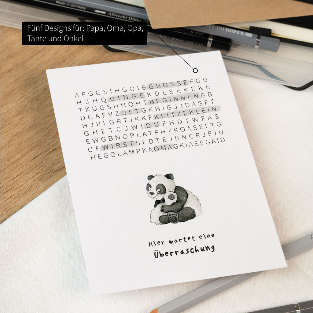 Karte Schwangerschaftsverkündung für Papa, Oma, Opa, Tante oder Onkel