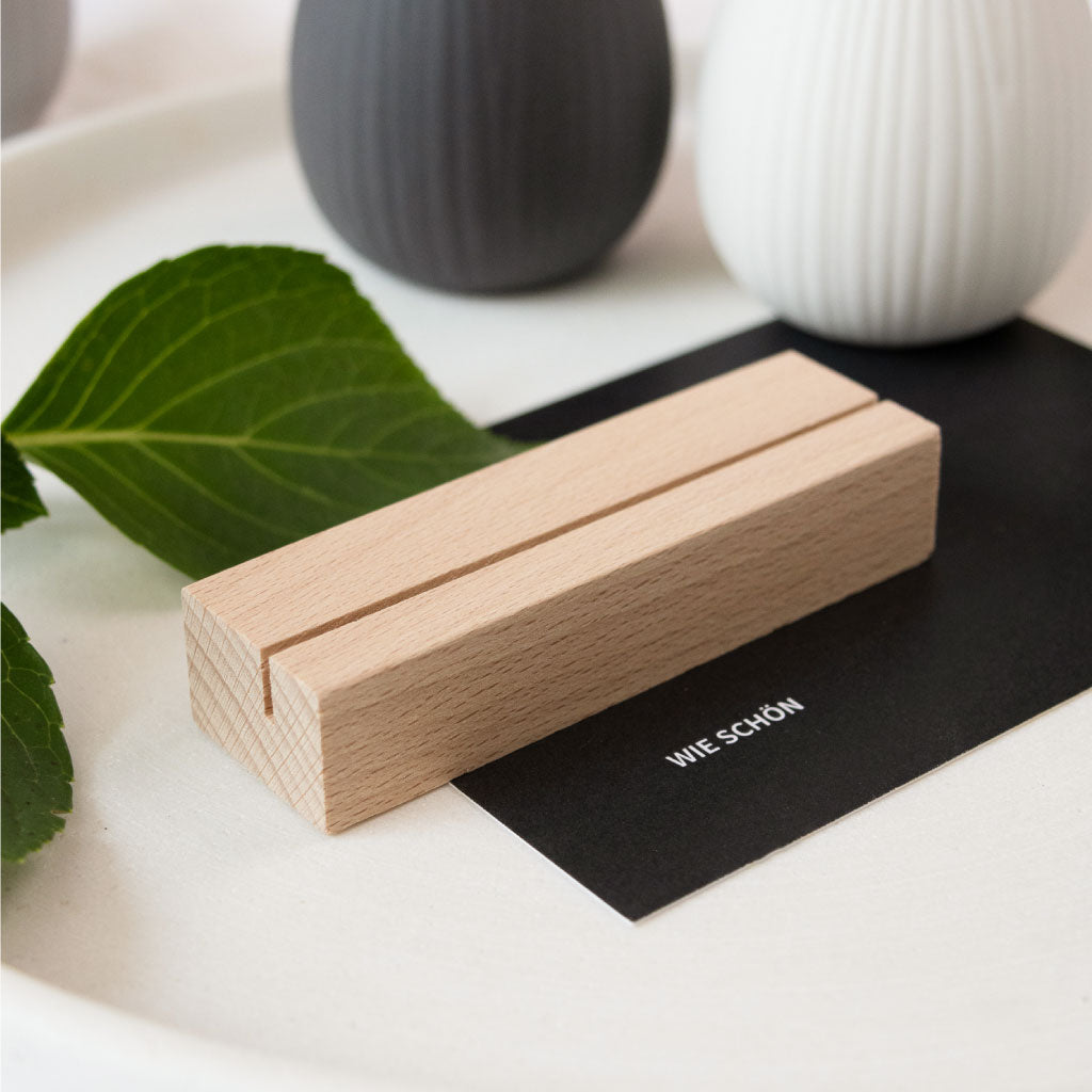 Moderner Kartenständer aus Buchenholz, natürlicher Kartenhalter für Hochzeiten, Feiern oder Deko zuhause.