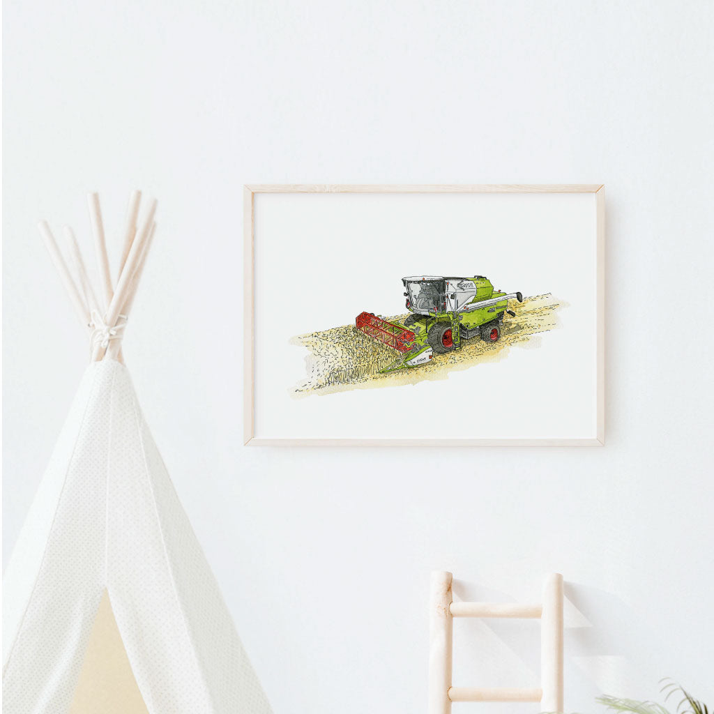 Mähdrescher Poster an Kinderzimmer Wand als Deko
