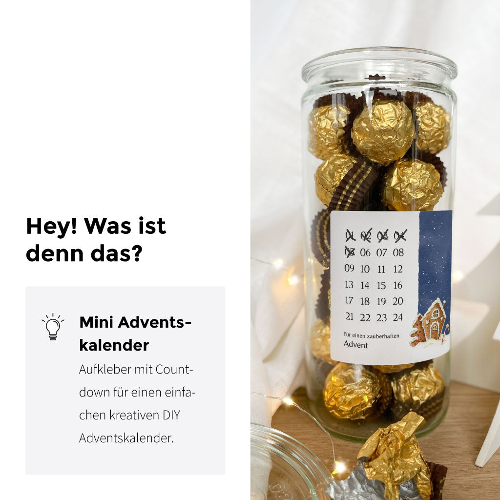 Sticker mit Weihnachtscountdown für Süßigkeiten Kalender