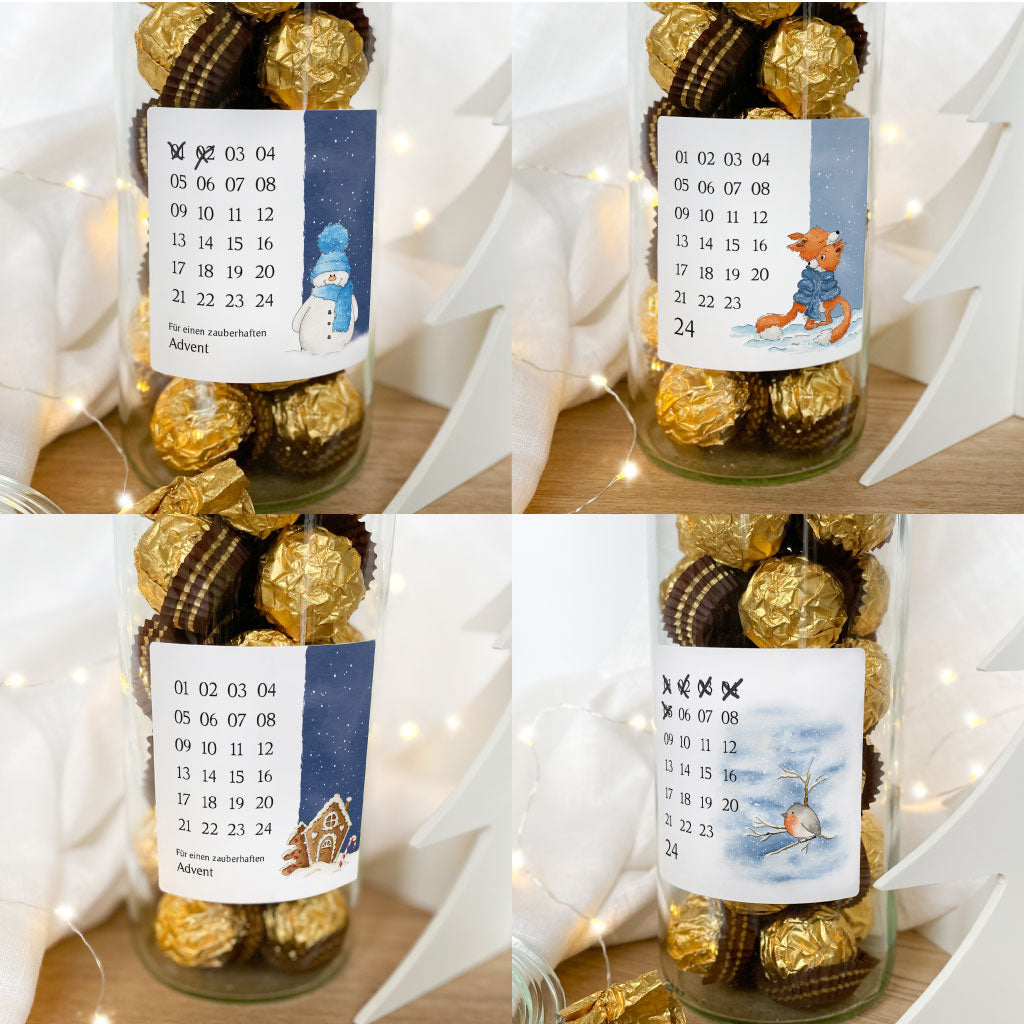 Die Mini Adventskalender Aufkleber gibt es auch mit weiteren Motiven