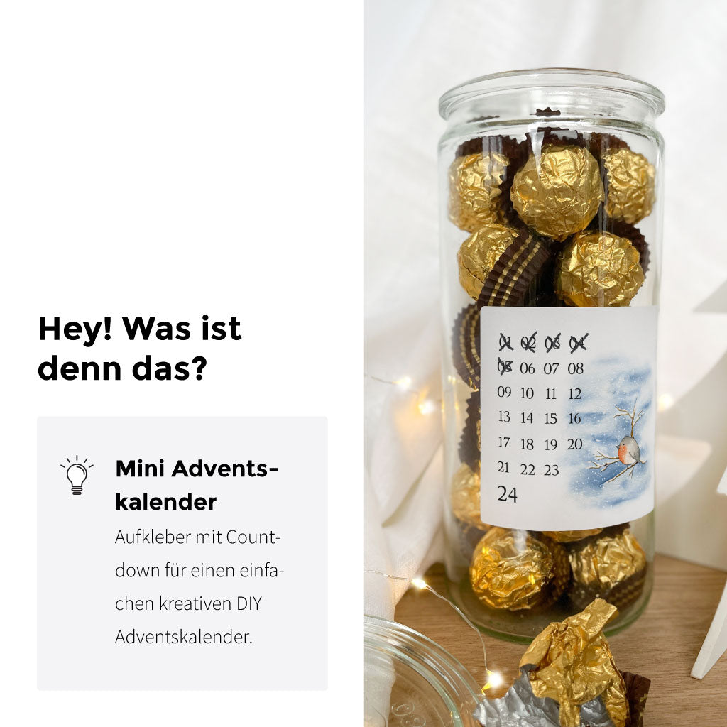 Weihnachtscountdown zum Ankreuzen und Bildmotiv auf einem großen quadratischen Sticker