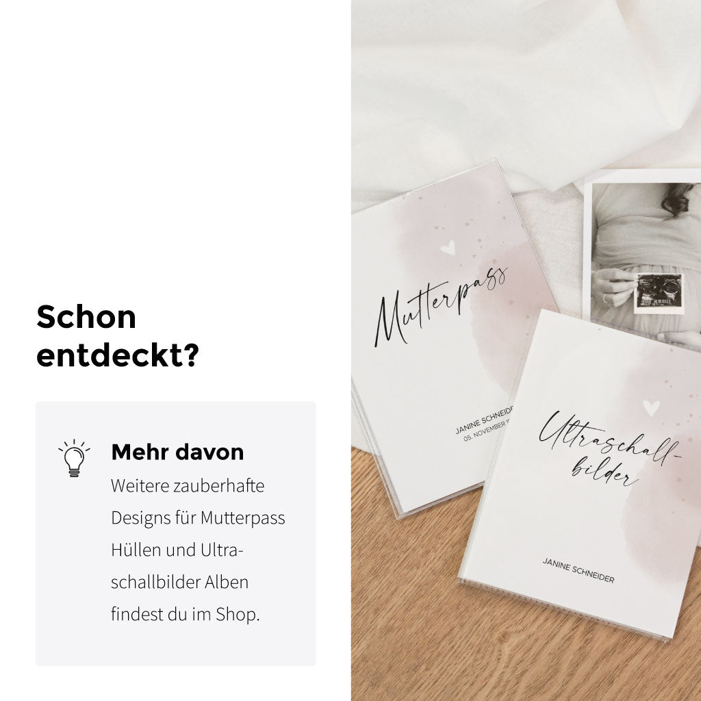 Weitere Designs für Mutterpass Hüllen und Ultraschallbilder Alben findest du im Shop
