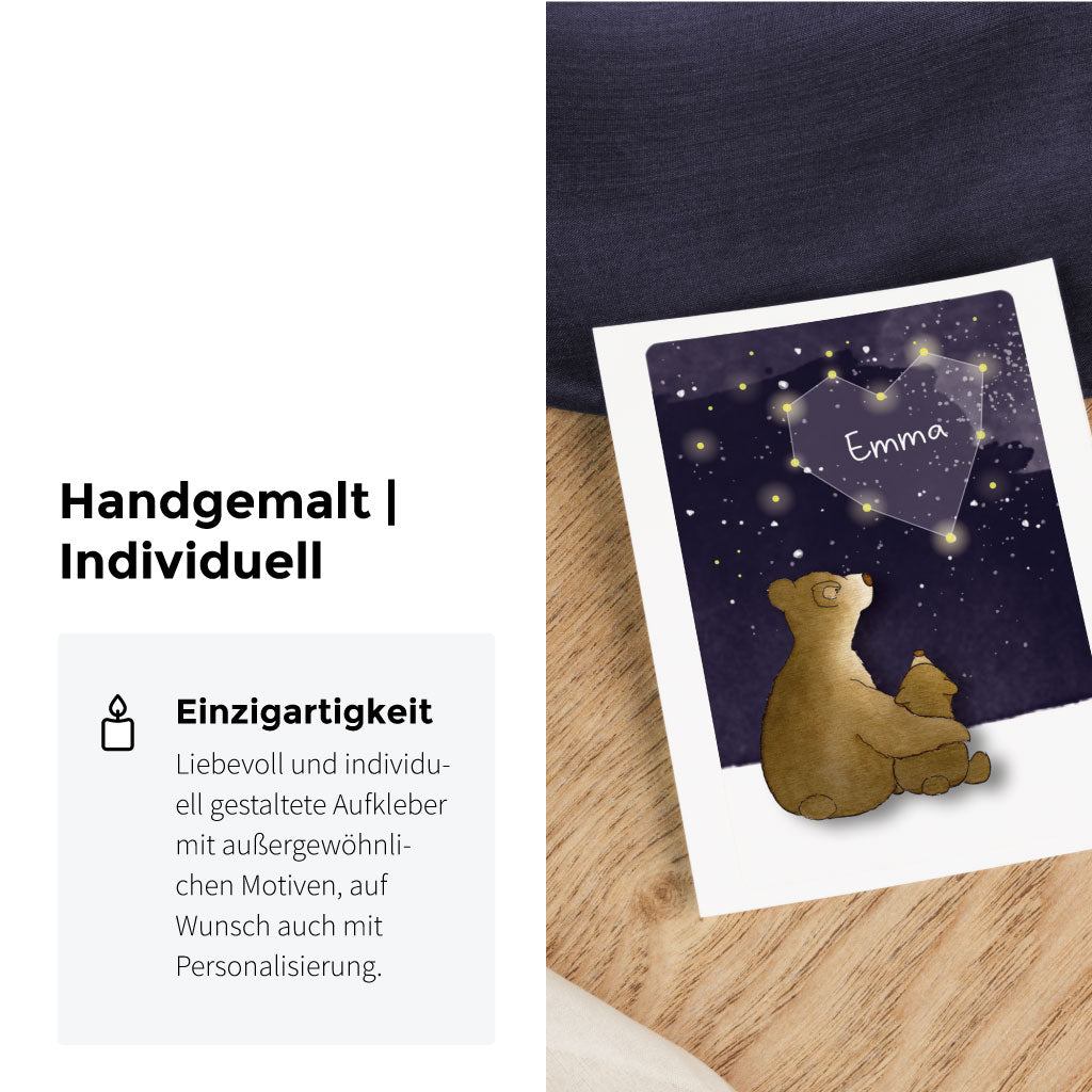 Aufkleber mit Aquarell Bären, geeignet für Sternenkinder und Erwachsene