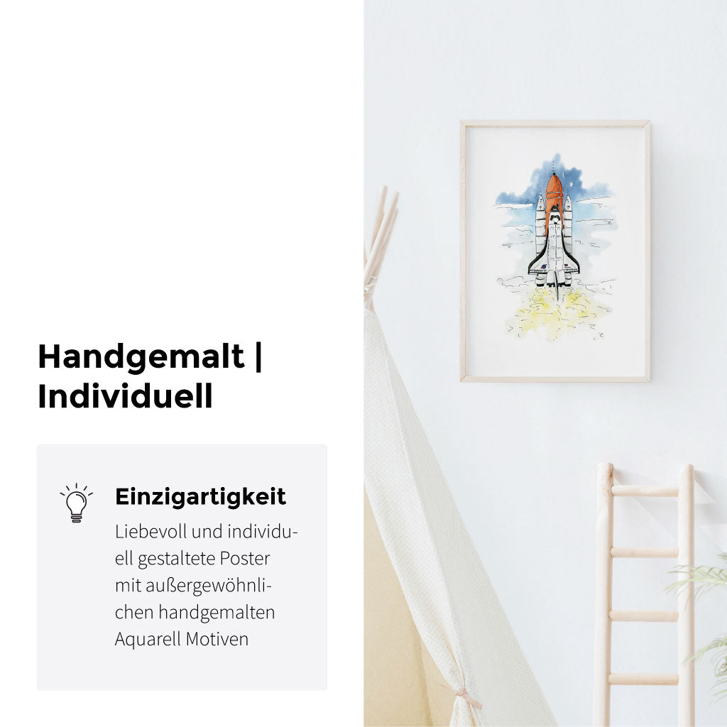 Handgemaltes Aquarell Motiv als Kinderzimmer Bild