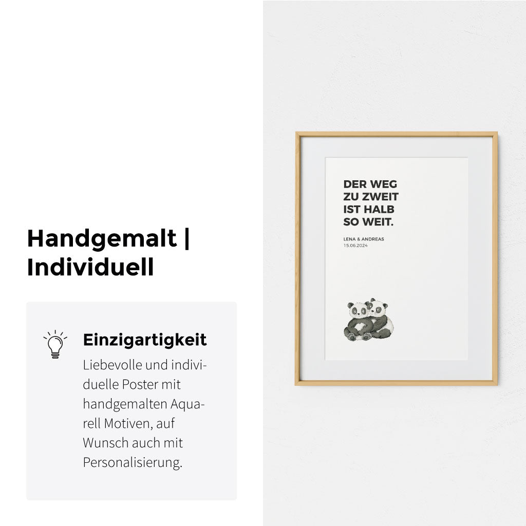 Liebevolles handgemaltes Aquarell Motiv mit Panda Bären