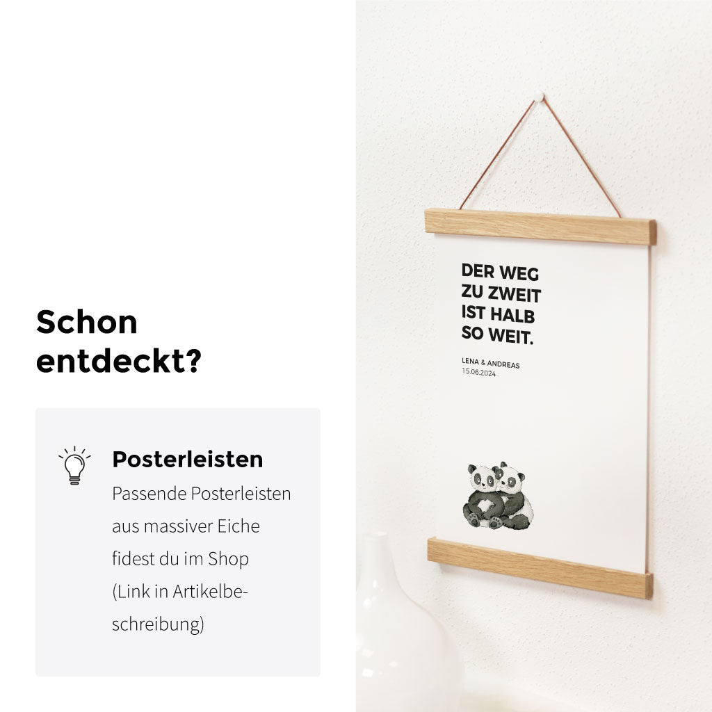 Passende Posterschienen aus massivem Eichenholz im Shop.