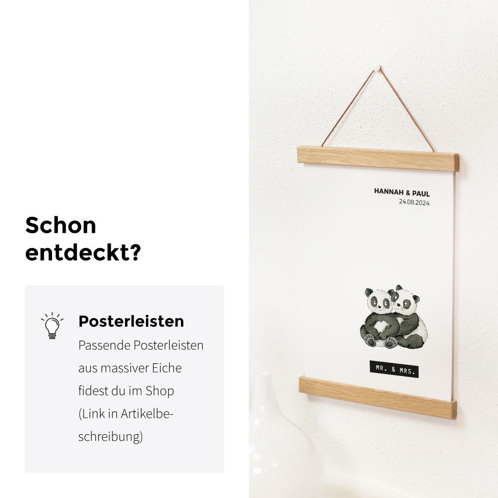 Passende Posterschienen aus massivem Eichenholz im Shop.