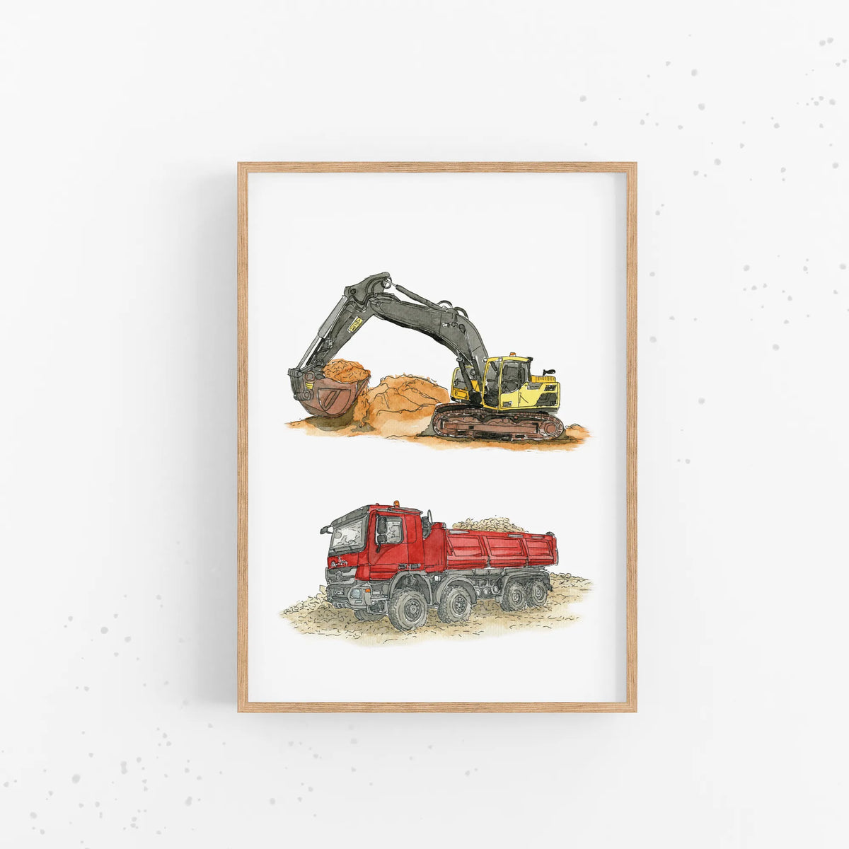 Fahrzeug Poster - Bagger und Kipper