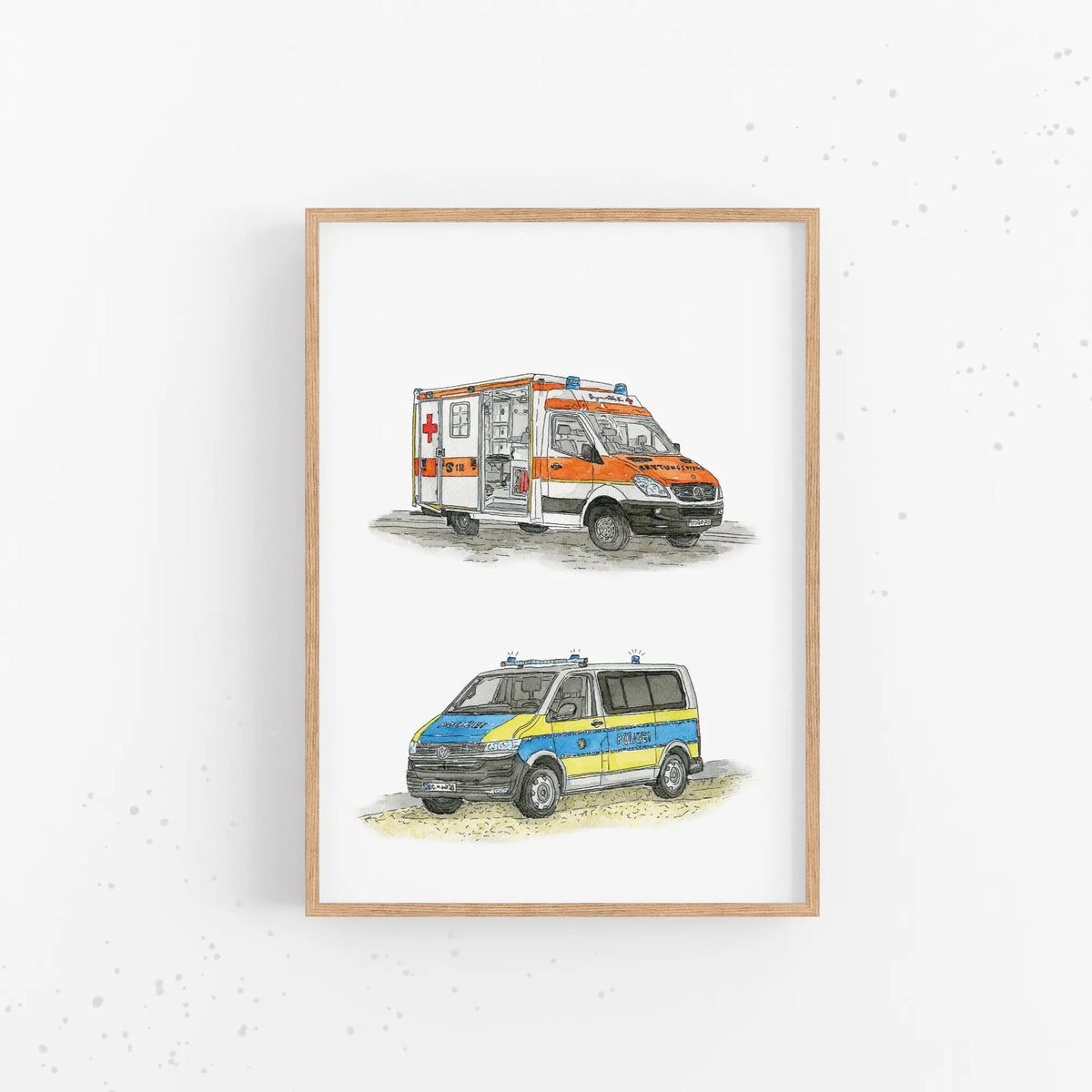 Fahrzeug Poster - Krankenwagen und Polizei
