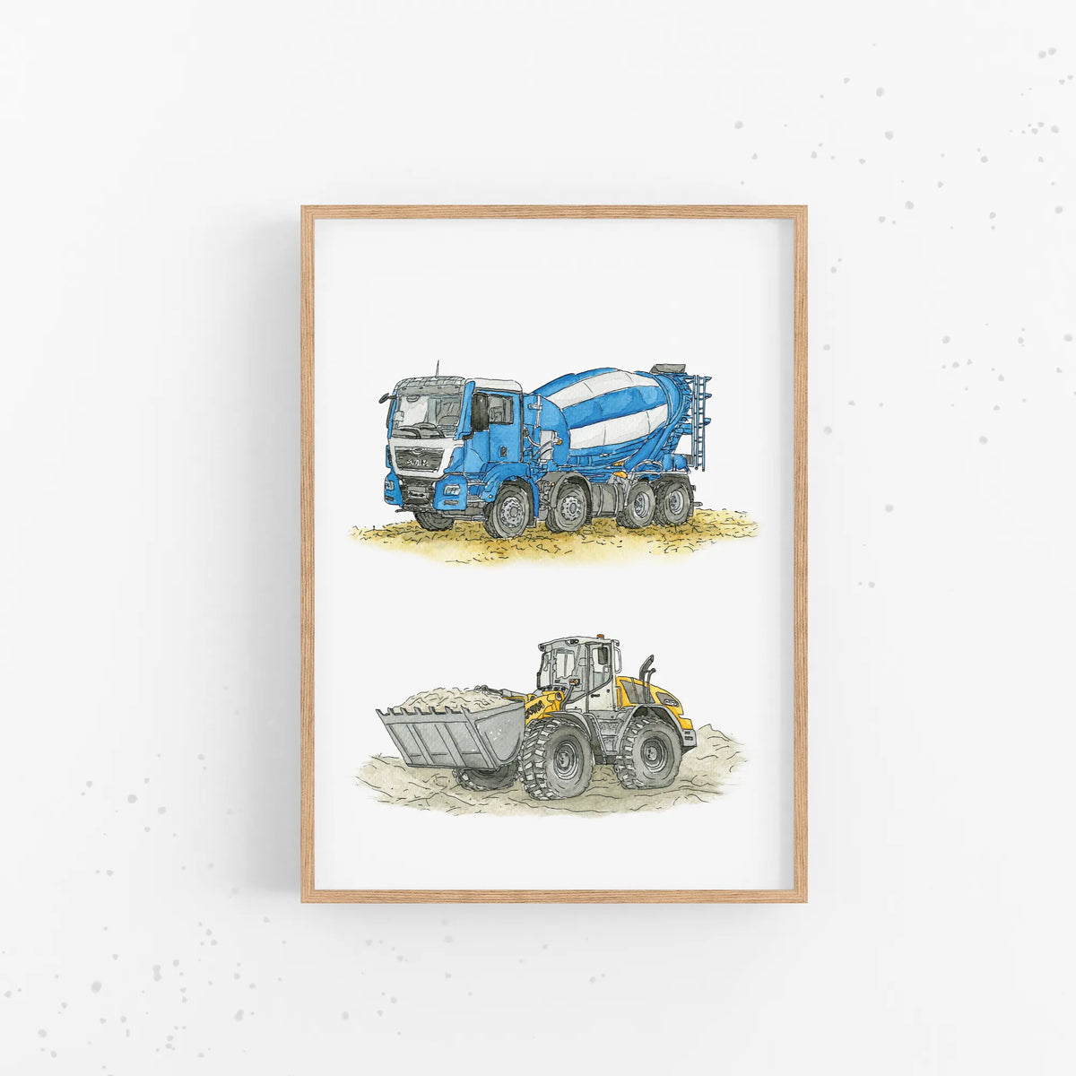Fahrzeug Poster - Betonmischer und Radlader