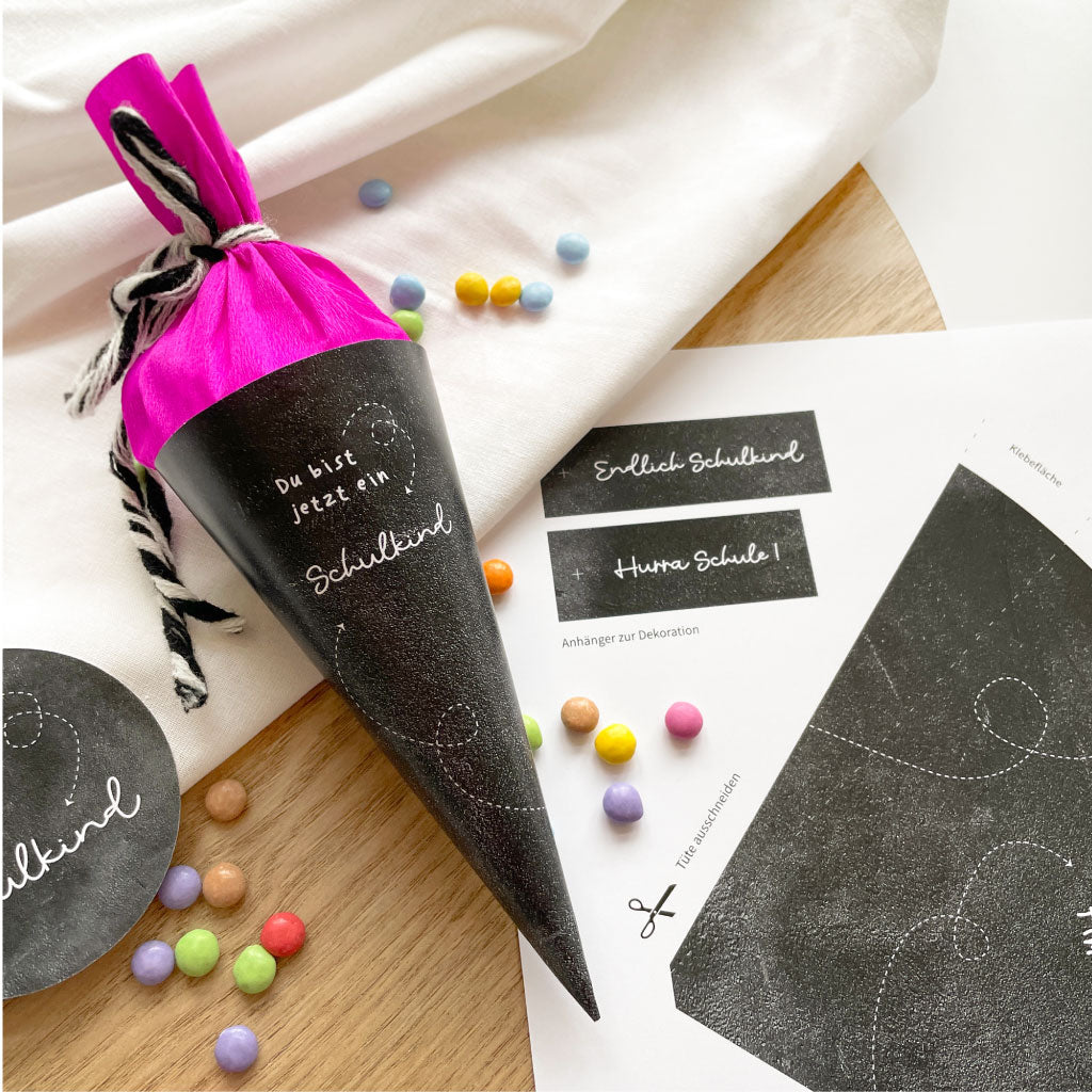 DIY Zuckertüte als Geschenk zur Einschulung und Gastgeschenk